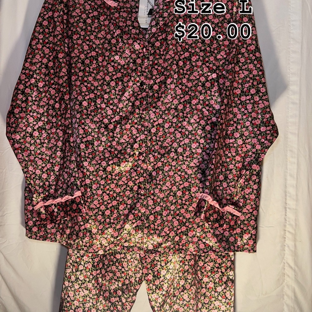 Floral Pajamas - Pink and Black